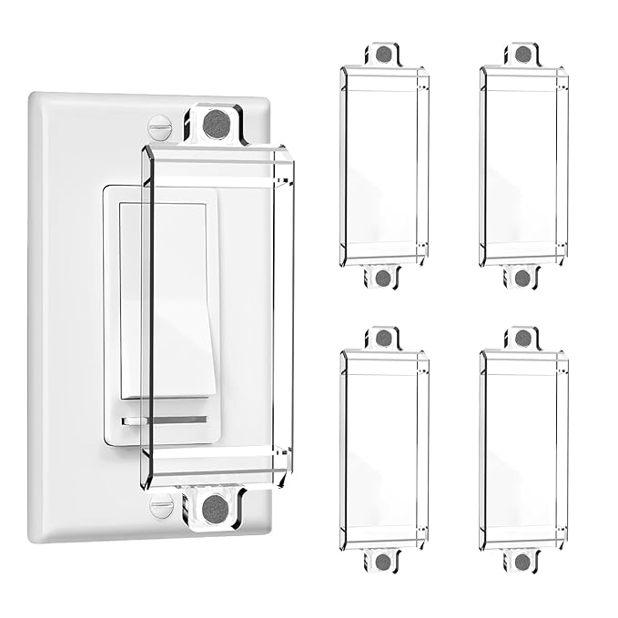 4 Pack Light Switch Cover Guard, Magnetic Light Switch Lock, Clear Wall Switch Guard for Flat Modern Switches