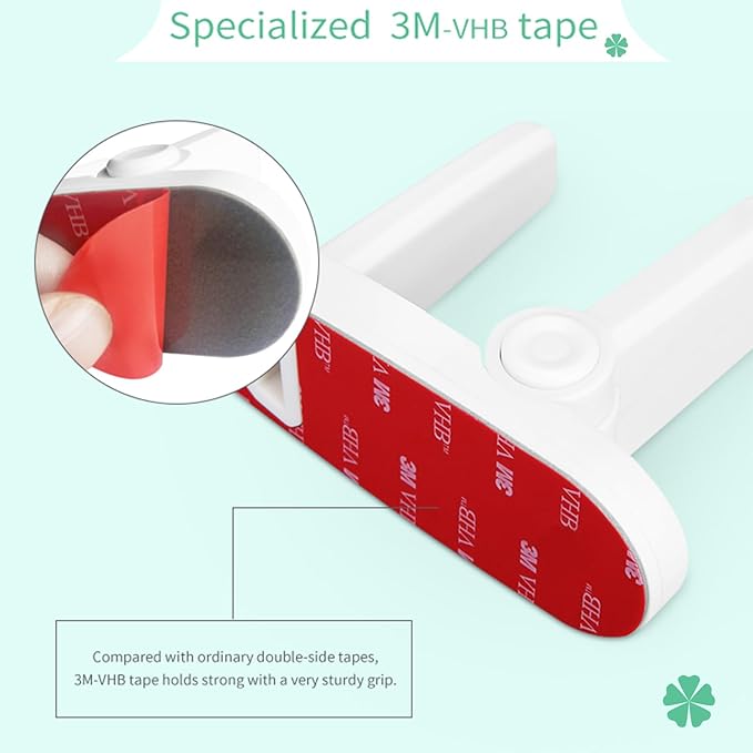 Door Lever Lock 1 Pack, No Drilling ABS Material Door Handle Baby Proof with Strong 3M Adhesive White