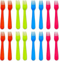 Jawbush 16Pcs Plastic Kids Forks, Reusable Toddler Utensils with Bright Colors, Durable Silversware Set for Lunch Box Camping or Travel, Easy Grips Both for Kids or Adults, BPA Free Dishwasher Safe