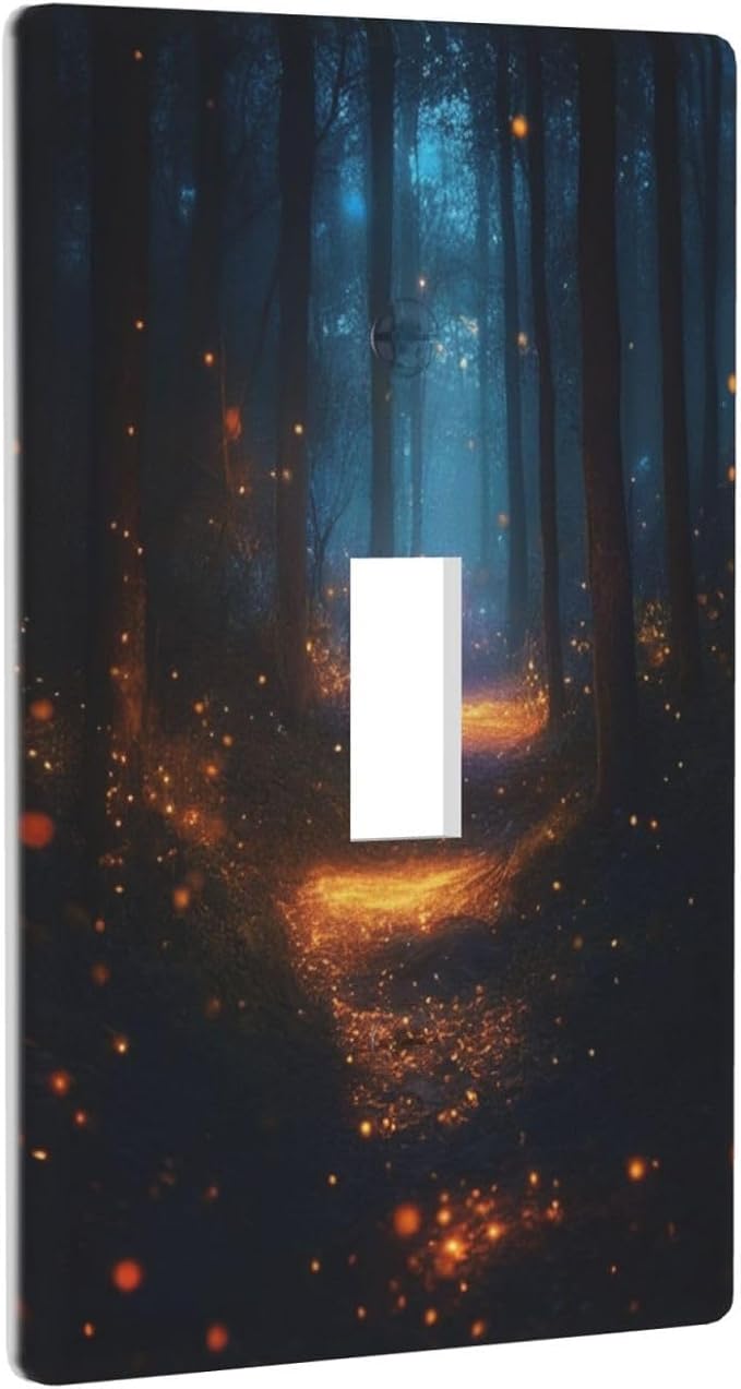 Decorative Art Light Switch Covers Enchanted Glowing Forest Single Toggle Wall Plate Decorative Switchcover Electrical Switchplate for Home Decor