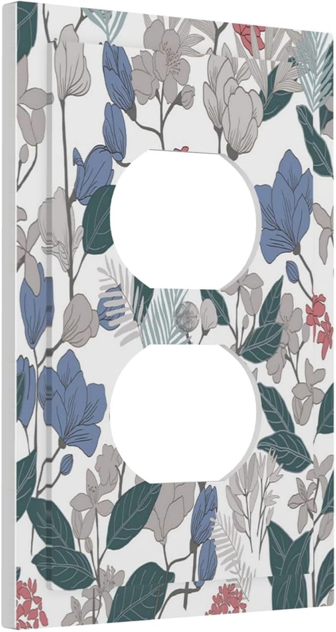 Decorative Outlet Covers Boho Green Leaf Floral Combination 1 Gang Wall Plate Receptacle Duplex Light Switch Cover Plate Single Dual Plug Covers Electrical Switchplate Faceplate