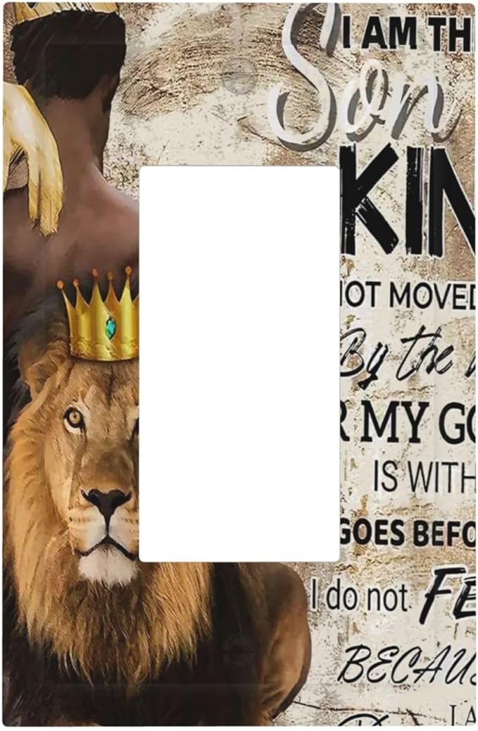 Quotes African Man Afro Lion 1 Gang Rocker/Decora Outlet Light Switch Wall Plate Cover Faceplate Decorative Switchplate Kitchen Home Bedroom Decorate