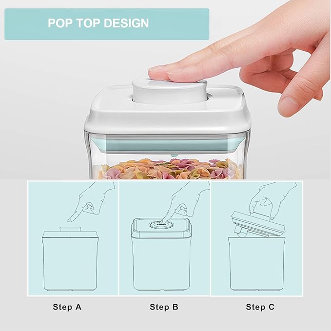 Airtight Food Storage Container Pop Containers With Lids, Bpa Free for Spaghetti Cereal Flour Rice Kitchen Organizer (500ml / 0.5qt *4)