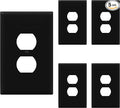 ENERLITES Jumbo Duplex Receptacle Outlet Wall Plate, Large Electrical Outlet Covers, Over-Size 1-Gang 5.5" x 3.5", Polycarbonate Thermoplastic, 8821O-BK-5PCS, Black (5 Pack)
