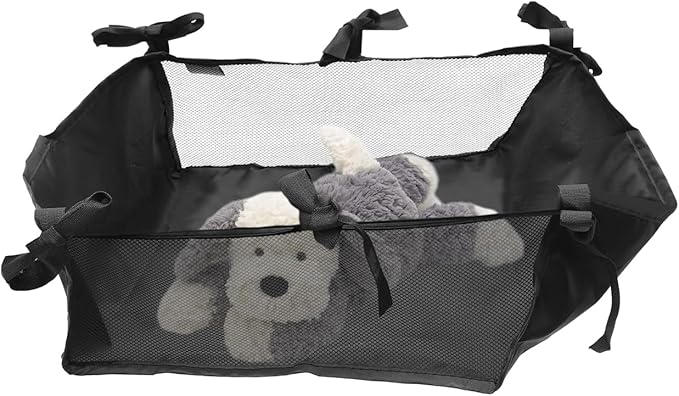 Kisangel Baby Stroller Storage Bag, Baby Stroller Organizer, Oxford Cloth Mesh Bag Pram Bottom Wagon Basket for Nappy Shopping, 13X13X6 Inches