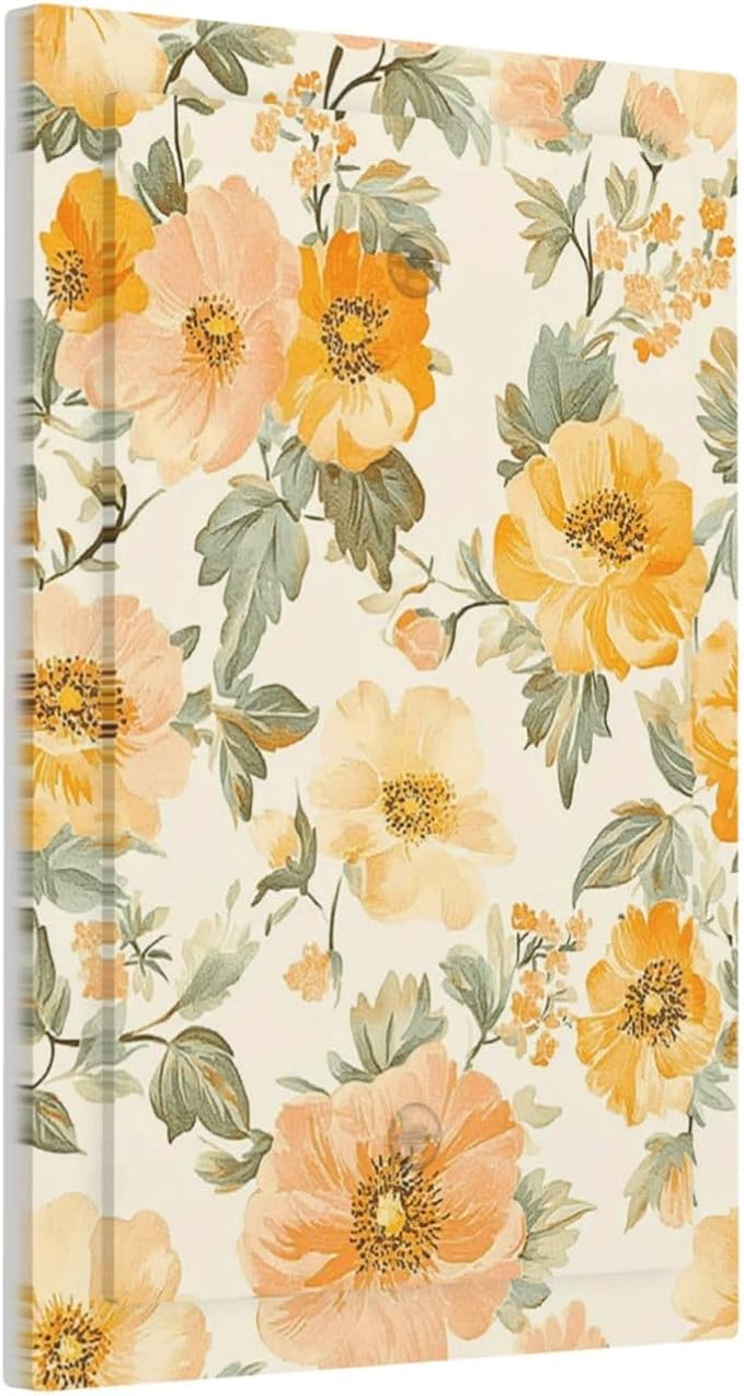 Light Switch Cover Plate Vintage Floral Pastel Flower Pattern 1 Gang No Device Blank Wall Plate Decorative Switch Plate Covers Electrical Outlet Cover for Bedroom Cabin Decor