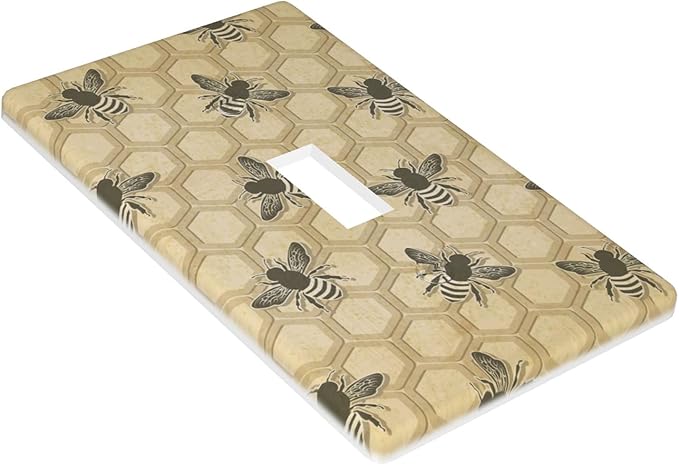 Honey Bee Honeycomb 1-Gang Toggle Light Switch Plate, Vintage Bee Wall Plate for Bedroom, Bathroom, Sunroom & Home