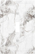 White And Gray Marble Patterns Texture Abstract Print Decorative Light Switch Cover 1 Gang Single Toggle Device Electrical Faceplate Switchplates Decorator Outlet Wall Plate for Bathroom Kitchen Decor