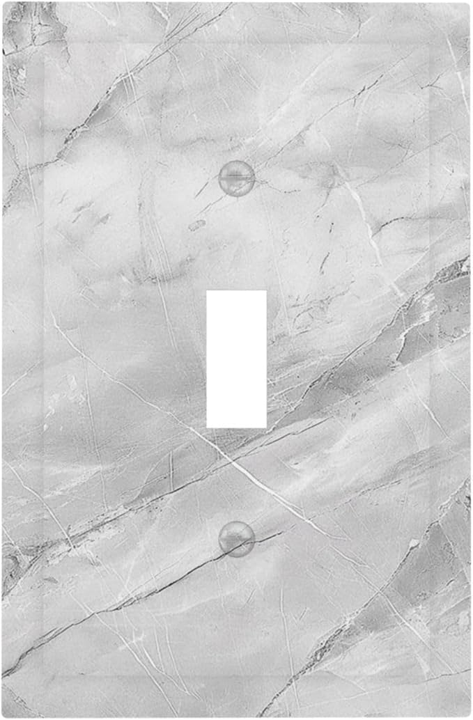 Decorative Light Switch Cover Plate Gray Marble Pattern 1 Gang Single Toggle Wall Plate Electrical Outlet Covers Decorate Switch Plate Cover for Home Farmhouse Decor