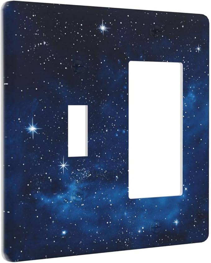 Light Switch Cover Plate Galaxy Starry Sky Universe Sparkle Stars 2 Gang Toggle Rocker Combo Wall Plates Decorative Switch Plates and Outlet Covers Socket Cover for Bathroom Bedroom Decor