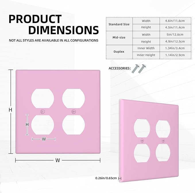 Lavender Purple 2 Gang Double Duplex Receptacle Combination Outlet Light Switch Cover Wall Plate Elegant Trendy Funky Modern Electrical Dual Device Switch Face Wall Plate