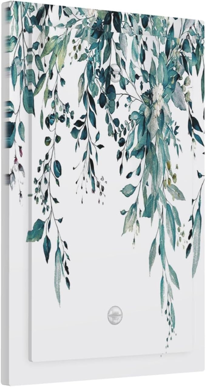 Decorative Light Switch Cover Plate Green Eucalyptus Boho Olive Leaves Country Unique 1 Gang No Device Switch Plate Covers Blank Wall Plate Cover Switchplate Electrical Faceplate