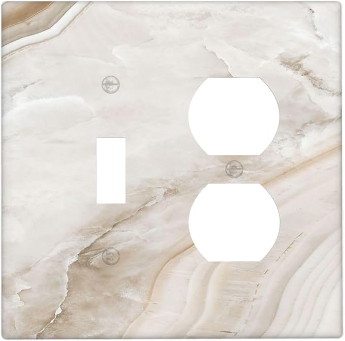 Wallplates Beige Marble Pattern 1 Toggle 1 Duplex Switch Plate Electrical GFCI Faceplate Decorative Light Switch Covers for living Room Bedroom Decor
