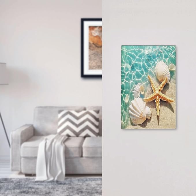 Light Switch Cover Plate Sea Shells And Star Fish In Ocean Beach 1 Gang No Device Blank Electrical Wall Plates Faceplate Decorative Switch Plate For Bathroom Home Decor