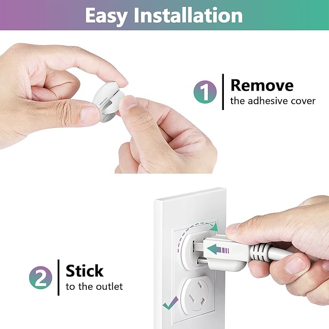 Outlet Covers (28 Pack) Self-Closing Child Proof Socket Covers 3-Prong Swivel Outlet Plug Covers Upgraded Adhesive Installation Comes with Extra Sticker Electrical Outlet Protectors for Baby