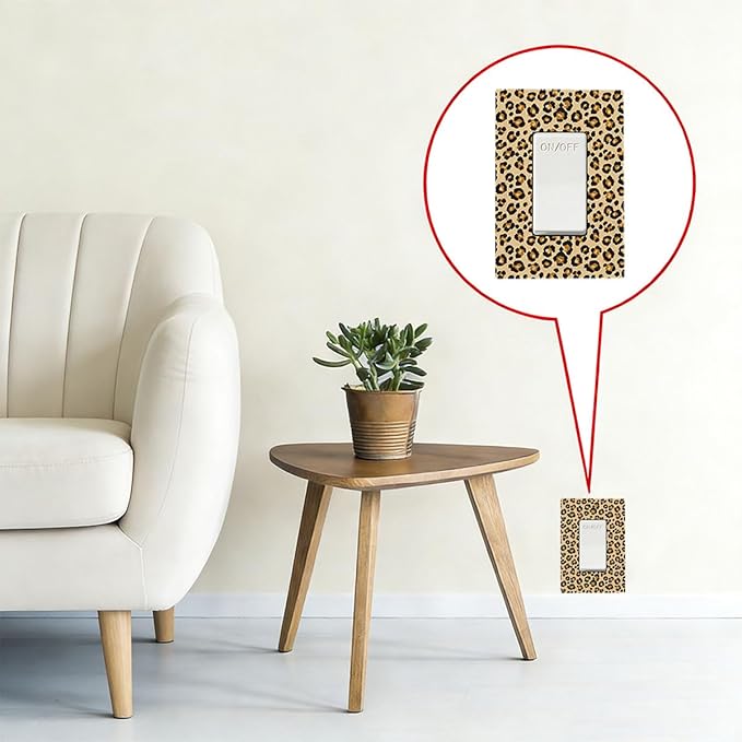 Classic Leopard Print Single Rocker Switch Cover - 1-Gang Standard US Size Retro 90s Wild Safari Light Switch Covers, Bold Leopard Spots for Bedroom or Vanity
