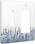 Decorative Outlet Covers Rustic Blue Plants Wildflowers Boho Leaves 2 Gang 1 Gang Wall Plate Single Toggle Rocker Combination Light Switch Covers Plate Jumbo Switch Plate Cover