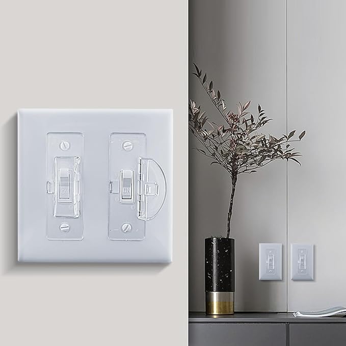 Roxiuc Switch Guard - Light Switch Cover Guard - Childproof - Clear (4pc) - Toggle Switch Compatible - Approximately 3.5"L x 1"W x 0.5"D - Electrical Safety Product