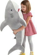 MorisMos 39inch Giant Shark Stuffed Animal, Large Stuffed Shark Plush Toys Pillow Gift for Kids Girlfriend, Gray