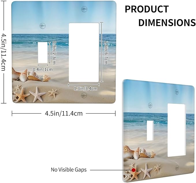Outlet Covers Summer Beach Starfish Shells 2 Gang Combo Light Switch Cover Plate Toggle Rocker Switch Plate Covers Decorative Socket Cover Outlet Covers for Bathroom Home Decor