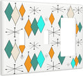 Retro Boho Geometric Mid Century 3-Gang 2-Toggle 1-GFCI/Decorator Combination Light Switch 60S Abstract Atomic Diamond Stars Art Combo Device Two Switches/Rocker Switches Outlet Covers and Wall Plate
