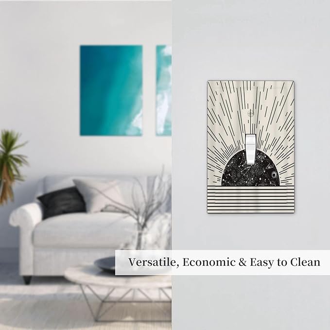 Mid Century Boho Sun Abstract Black Sunrise Horizon 1 Gang Light Switch Covers Single Toggle Wall Plate Decorative Switchcover Electrical Switchplate for Kitchen Bathroom Bedroom Decor