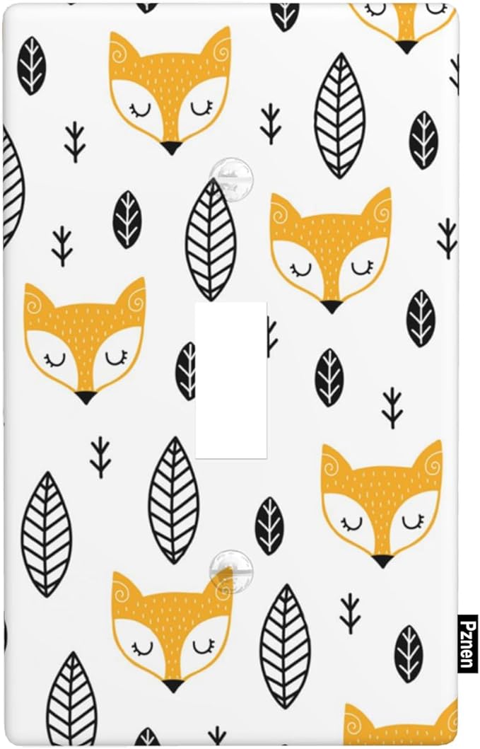 Cute Fox Light Switch Cover Plates Woodland Animal Cartoon Single Toggle Wall Plate 1 Gang Lightswitch Cover Home Decorative Office 4.5"x 2.76"