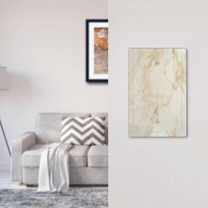Light Switch Covers Beige Gold Marble Abstraction Morden Art Decorative Switch Plates 1 Gang Blank No Device Outlet Covers Electrical WallPlates for Kitchen Bathroom Decor