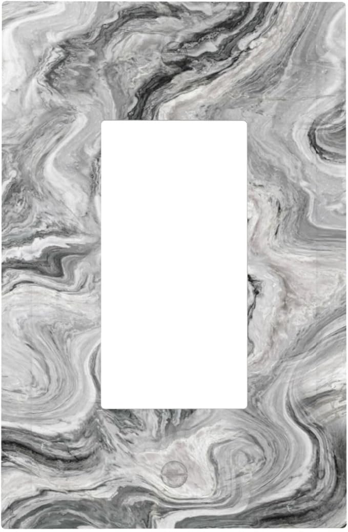 Beautiful Grey Marble Texture Simple Abstract Print Decorative Outlet Covers 1 Gang Single Rocker Light Switch Cover Plate Wall Plates GFCI Faceplate for Bathroom Kitchen Decor
