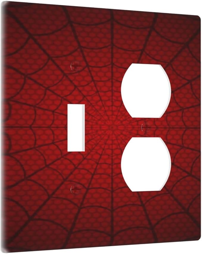 Outlet Covers Red Black Spider Web 2 Gang Decorative Switch Plates 1 Toggle Duplex Combo Light Switch Cover GFCI Electrical Wall Plates for Kids Room Home Decor