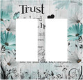 Rustic Teal Daisy Bible Verse Wooden Inspirational Quote Decorative Outlet Covers 2 Gang Double GFCI Rocker Electrical Wall Panels Light Switch Cover Plate for Bedroom Living Room Decor