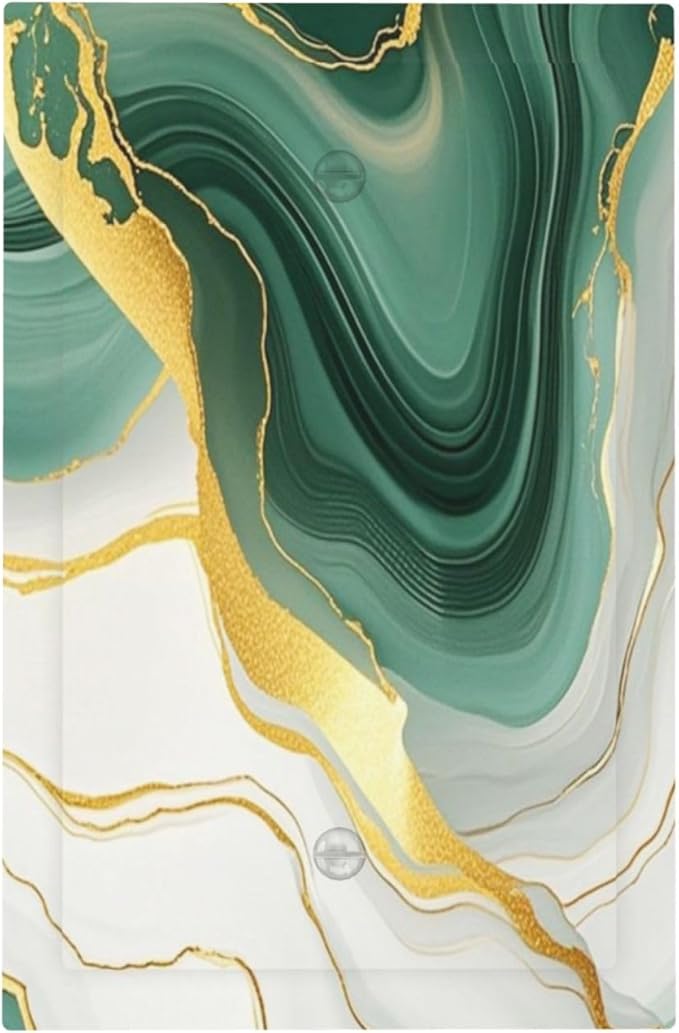 Light Switch Cover Plate Turquoise Marble Texture Golden Lines 1 Gang No Device Blank Electrical Wall Plates Faceplate Decorative Switch Plate For Bed Room Bathroom Decor