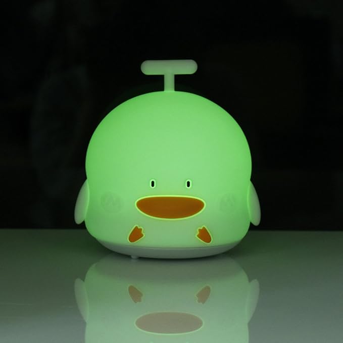 Portable Silicone LED Cartoon Night Light for Kids USB Rechargeable, Warm/White Light, 7-Color Changeable Light, Cute Children Night Lamp for Baby, Bedroom and Nursery (Duck)