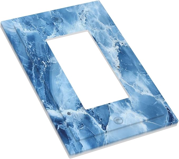 Outlet Covers Blue Marble Abstract Luxury Modern 1 Gang Duplex Light Switch Cover Plate Decorative Wall Plates Electrical Switchplate Receptacle for Bathroom Bedroom Decor（2 Pack）