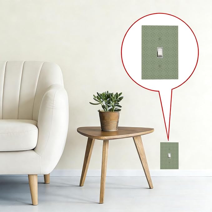 Sage Green Textured 1-Gang Toggle Light Switch Plate, Minimalist Botanical Weave Modern Farmhouse Linen Texture Decorative Wall Plate for Neutral Decor