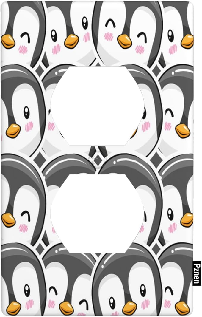 Penguin Outlet Covers Cute Penguins Cartoon Duplex Receptacle Wall Plate Standard 1-Gang Home Decorative Office