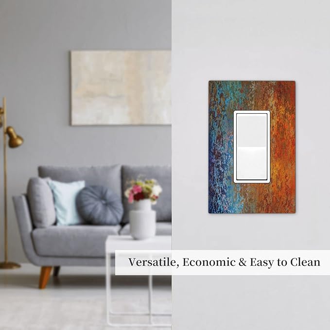 Decorative Switch Plate Covers Vintage Copper Rust 1 Gang Single Decora GFCI Device Light Switch Cover Red Celestial Blue Flatprint 1 Rocker Outlet Wall Plate Faceplate for Kitchen Bathroom