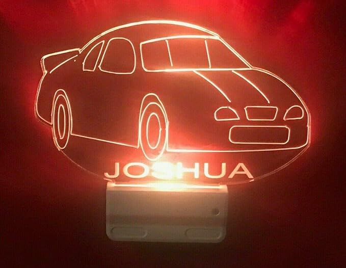 MIRROR MANIA Night Light Multi Color Personalized LED Plug-in, Ultra-Slim Touch Night Light Smart Dusk to Dawn Sensor, Kids Children's Bedroom Kitchen Bathroom Hallway Play Room Variations (Car)