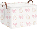 FXOLCSHE Rectangular Easter basket,Nursery Hamper,Collapsible waterproof baby toy storage box for Kids,Toy Organizer,Home Decor,Easter basket(Pink bow egg)