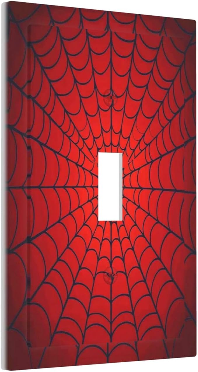 Red Spider Web Black Line Simplicity Decorative Light Switch Cover 1 Gang Single Toggle Device Electrical Faceplate Switchplates Decorator Outlet Wall Plate For Kids Room Home Decor