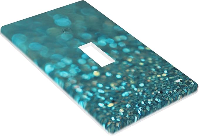 Teal Turquoise Shiny Printed 1-Gang Toggle Light Switch Plate, Modern Green Decorative Wall Plate for Bathroom, Kitchen, Vanity & Bedroom