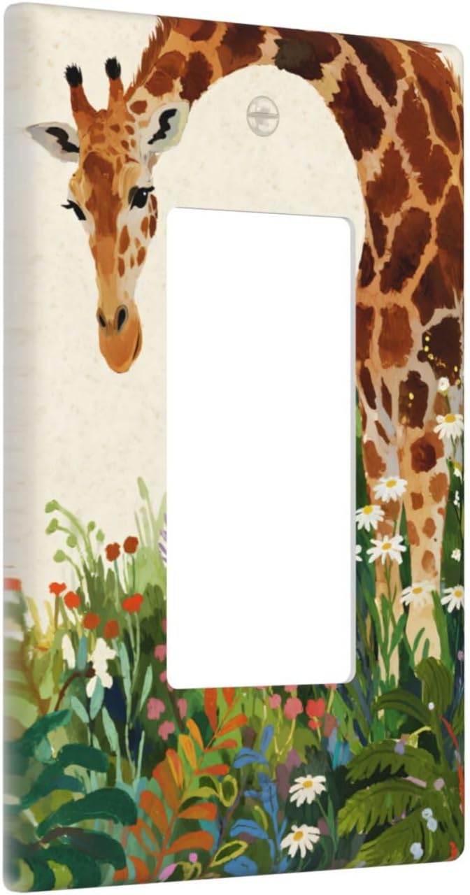 Giraffe Single Rocker Wall Plate Decorative 1 Gang Light Switch Covers Electrical Switchplate Home Decorate Faceplat for Bathroom Bedroom Kitchen Room 4.5 x 2.76 Inch