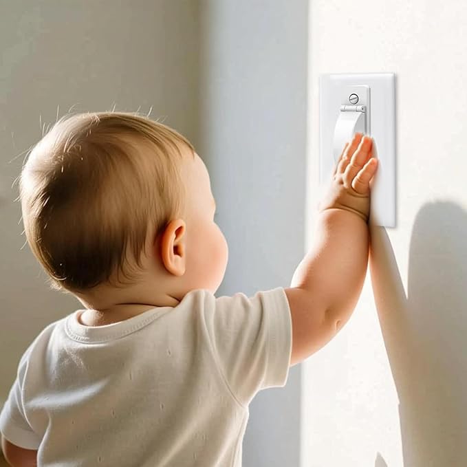 Light Switch Cover Guard, Child Proof Switch Guard 2 Pack for Toggle Switch, Prevent Kids from Turning Lights On/Off, Easy Install Wall Switch Protector (White)