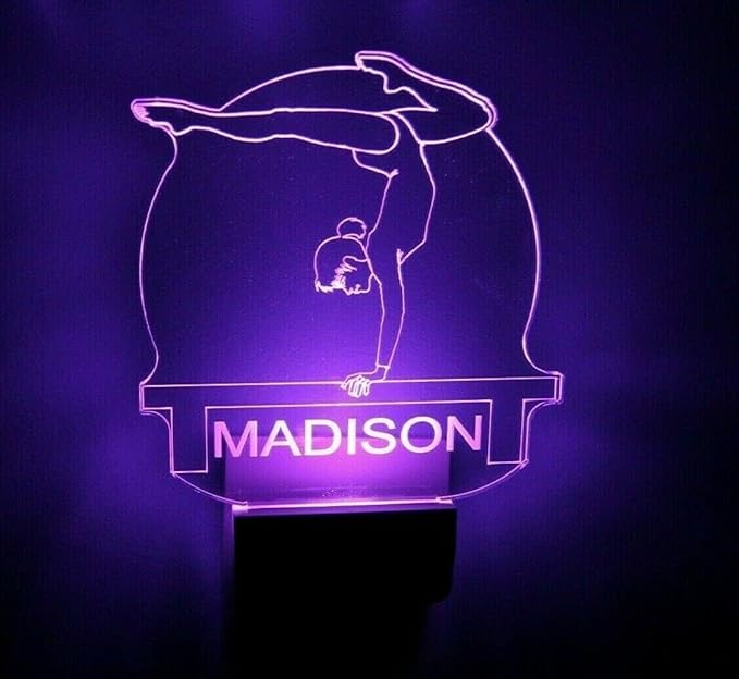 Night Light Multi Color Personalized LED Plug-in, Ultra-Slim Touch Night Light Smart Dusk to Dawn Sensor, Kids Children's Bedroom Kitchen Bathroom Hallway Play Room Variations (Gymnasts Gymnastics)