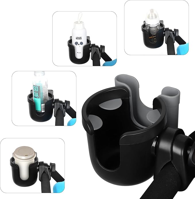 Accmor Stroller Cup Holder with Phone Holder, Bike Cup Holder, Universal Cup Holder for Uppababy Nuna Doona Strollers, 2-in-1 Cup Phone Holder for Stroller Bike Accessory