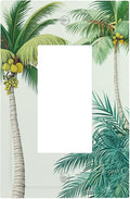 Tropical Palm Tree & Paradise Leaves Single Rocker Switch Cover - 1-Gang Standard US Size Island Vacation Vibes Light Switch Covers for Living Room Decor