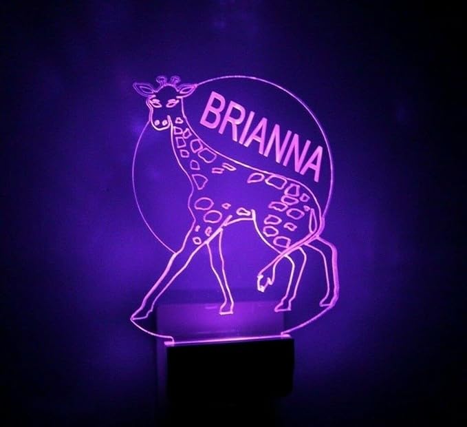 MIRROR MANIA Night Light Multi Color Personalized LED Plug-in, Ultra-Slim Touch Night Light Smart Dusk to Dawn Sensor, Kids Children's Bedroom Kitchen Bathroom Hallway Play Room Variations (Giraffe)