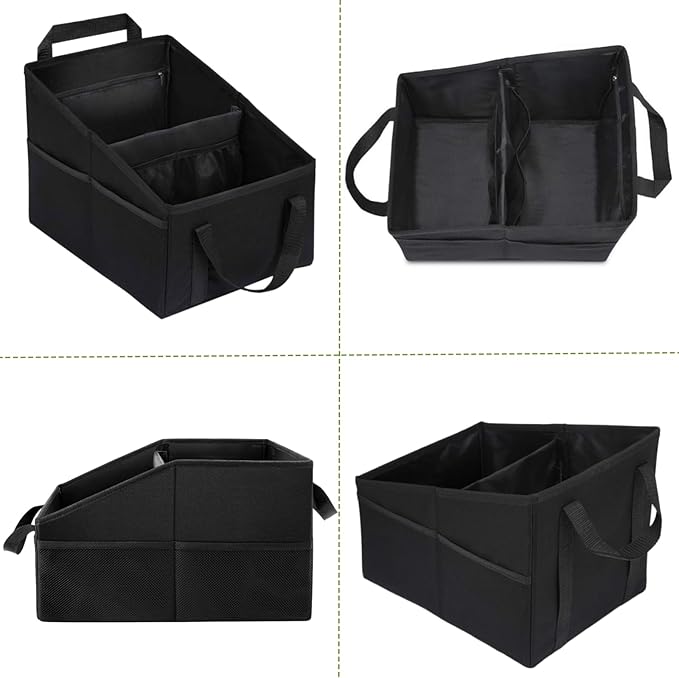 BLIRITEL Car Seat Organizer for Front & Back Seat, Passenger Seat Organizer, Small Car Seat Storage Caddy for kids & Adult with Divide, Handles and Multiple Mesh Pockets (Black)