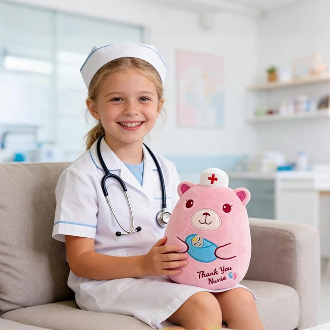 L&D Teddy Bear Plush, 9" Labor and Delivery Nurses Gifts Cute Stuffed Animal with Cap, Thank You Nurse Appreciation Gifts L&D RN Gift for Women