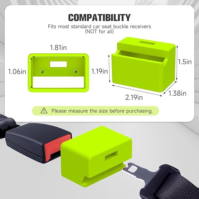 Morlike Silicone Seatbelt Secure Buckle Safety Cover Lock | Keep Children Safe in Car Seat and Prevent Kids from Accidentally Unbuckling | Buckle Guard Fits Almost Vehicles(Green, 2 Pack)